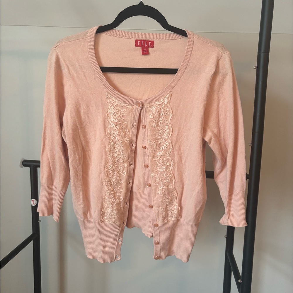 Elle Women's Blush Lace Cardigan